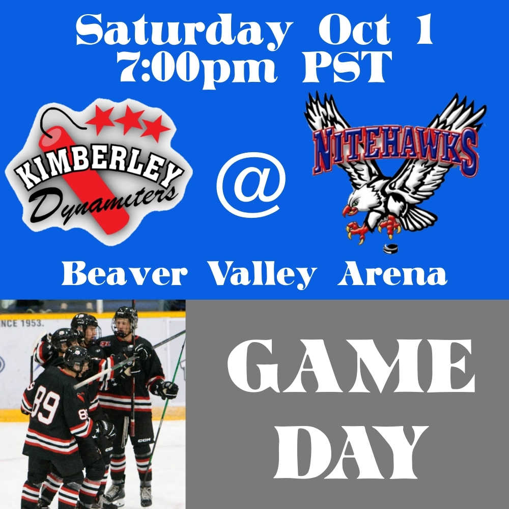 GAME DAY!!
Dynamiters are on the road to play Beaver Valley Nitehawks. Puck drops 7:00pm PST. Watch live online www.hockeytv.com 
Lets Go Nitros!
🧨💥KABOOM!!!💥🧨
#NitroNation #KIJHL