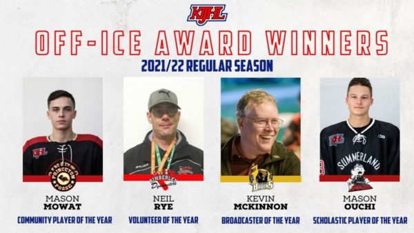 KIJHL announces 2022 Off-Ice Award Winners